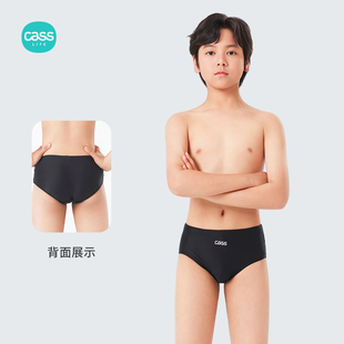 佳适儿童男童泳裤纯色小平角中大童舒适速干专业学生训练游泳短裤