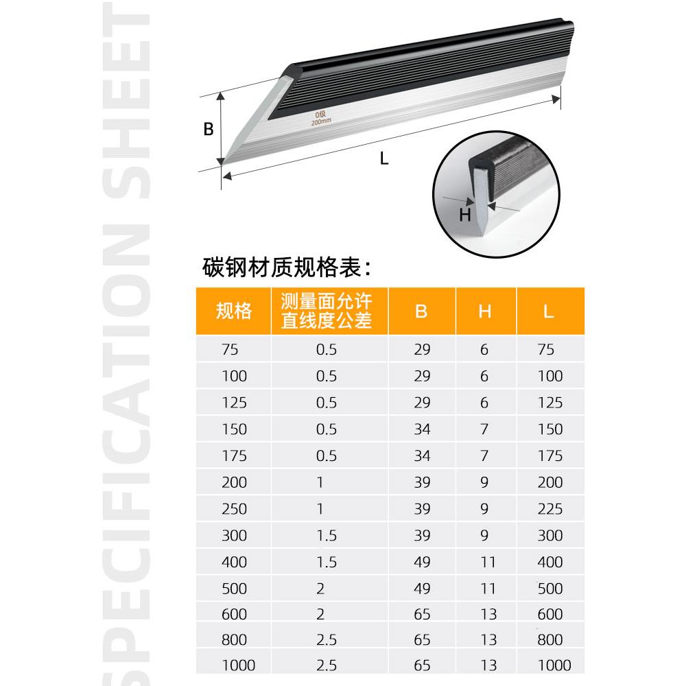 碳钢刀口尺镁铝刀口平尺缸盖平面尺检测尺电梯安装校轨直尺高精度
