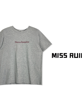 MISS RUILI定制 春季简约百搭字母印花修身减龄短袖T恤A6729