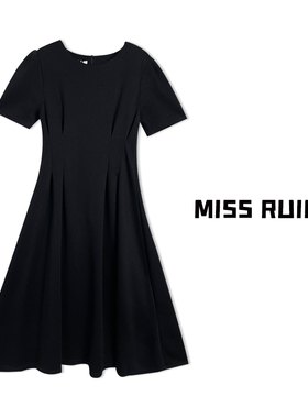 MISS RUILI定制  新款法式优雅气质修身百搭小黑裙A6994