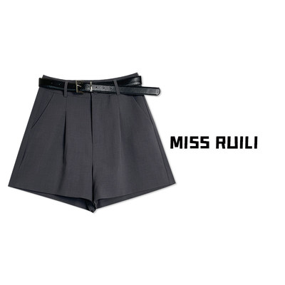 MISS RUILI定制 韩版纯色高腰休闲外穿阔腿休闲短裤A7211