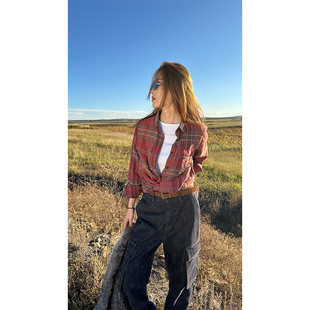 炽火火中古条纹宽松衬衫 早秋复古风酷飒风减龄洋气时髦外套 女新款