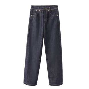 丹宁蓝长裤 炽火火 高腰显瘦纯棉窄版 女2026新款 原色直筒牛仔裤