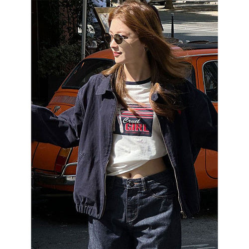 炽火火复古磨毛刺绣外套女