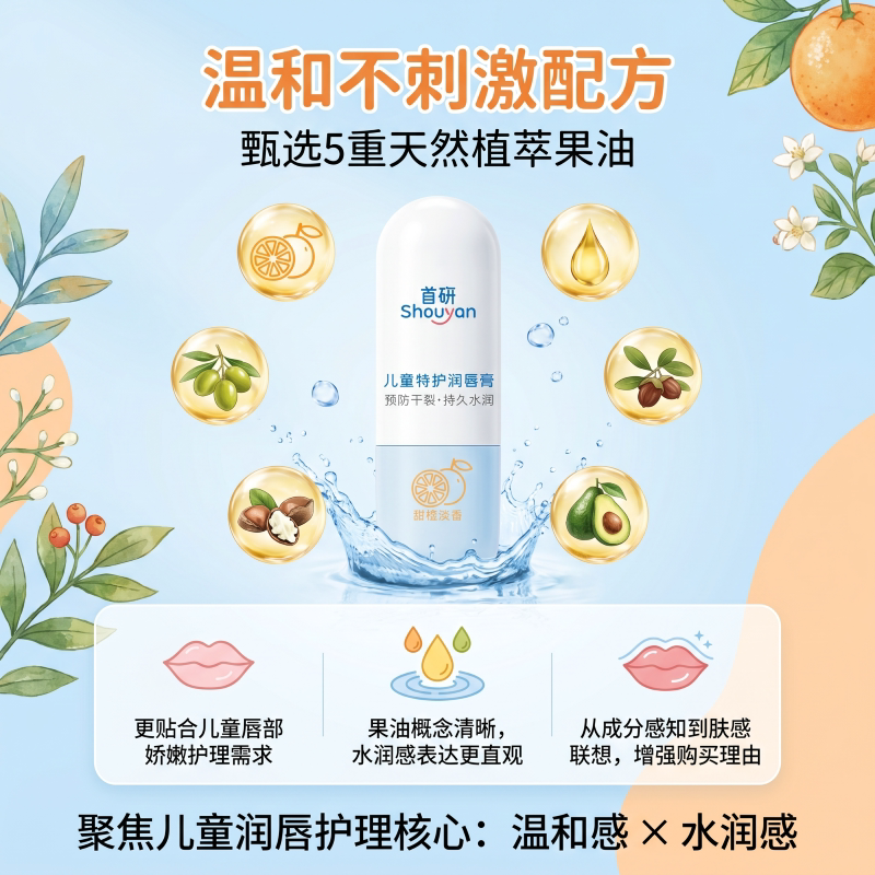 首研儿童特护润唇宝宝唇炎口水膏