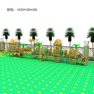 户外幼儿园黄花梨木制攀爬网架木屋滑梯儿童体能训练游乐设备厂家