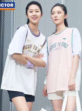 VICTOR胜利威克多羽毛球服女款运动服宽松透气针织T恤短袖T-56002