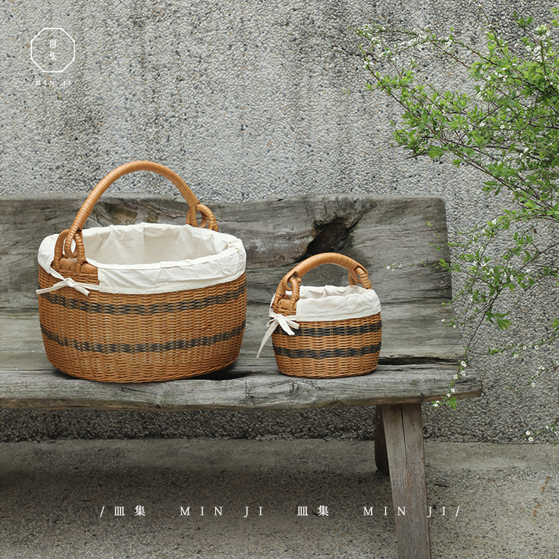 叕木皿集印尼真藤手工编织收纳篮