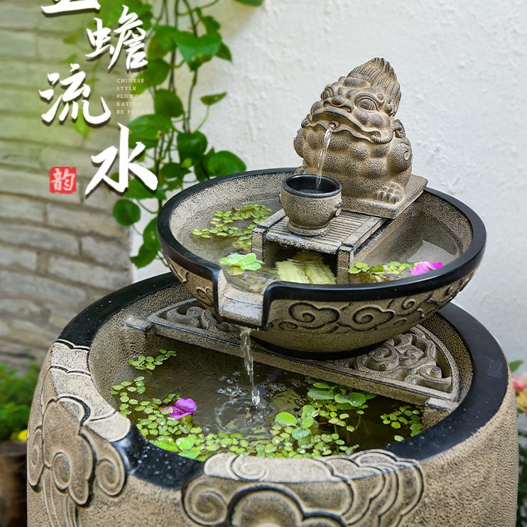 庭院室外流水摆件循环水金蟾吐水鱼池户外造景布置水系景观鱼缸