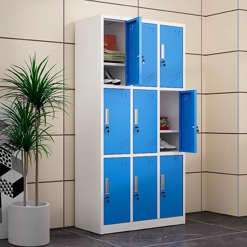 彩色更衣柜钢制健身房存包柜浴室员工换衣柜带锁宿舍铁皮储物柜子