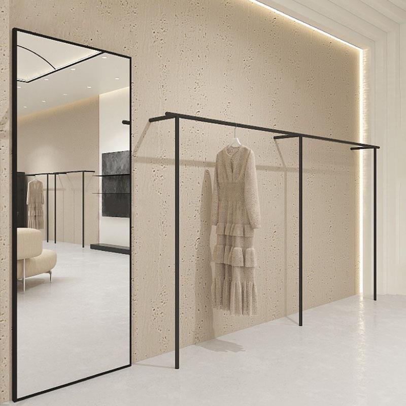 服装店展示架壁挂简约黑色男女装店挂衣杆落地陈列架童装上墙货架