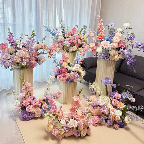 结婚装饰仿真花地排路引订婚用