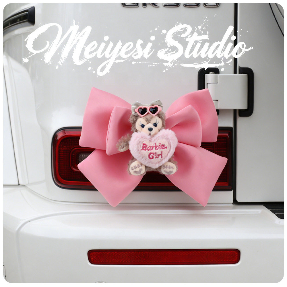 电动车蝴蝶结雪莉玫装饰小配件电瓶摩托车汽车尾部车饰公仔摆件