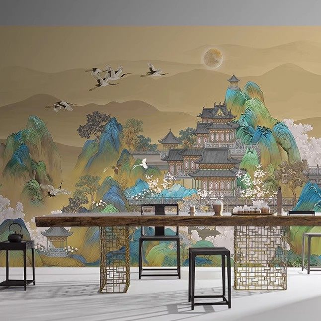 沙发电视背景壁布茶室酒楼办公室