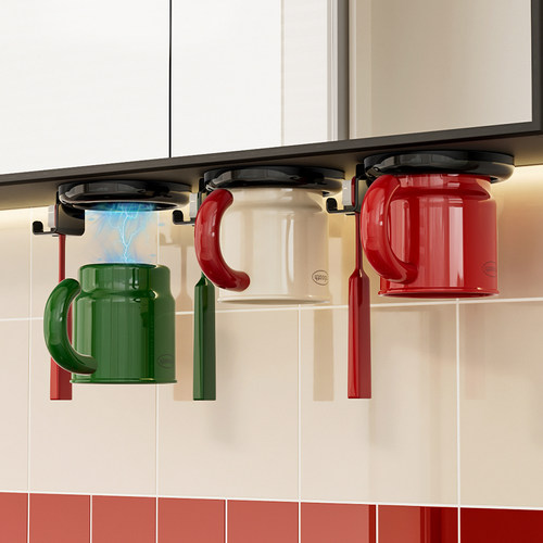 磁吸镜柜牙刷置物架免打孔倒挂沥水刷牙洗漱杯收纳架子