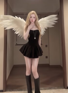 天使之翼电动翅膀白色羽毛背饰梦幻氛围感挥动振翅变装cos道具女