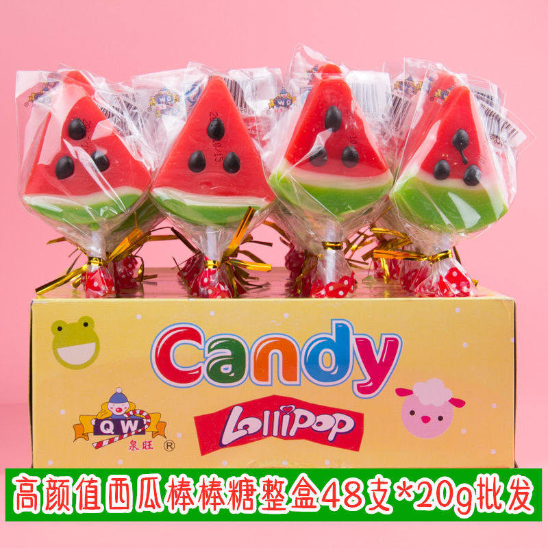 泉旺20g西瓜棒棒糖硬糖 网红创意高颜值零食随身携带糖果盒装
