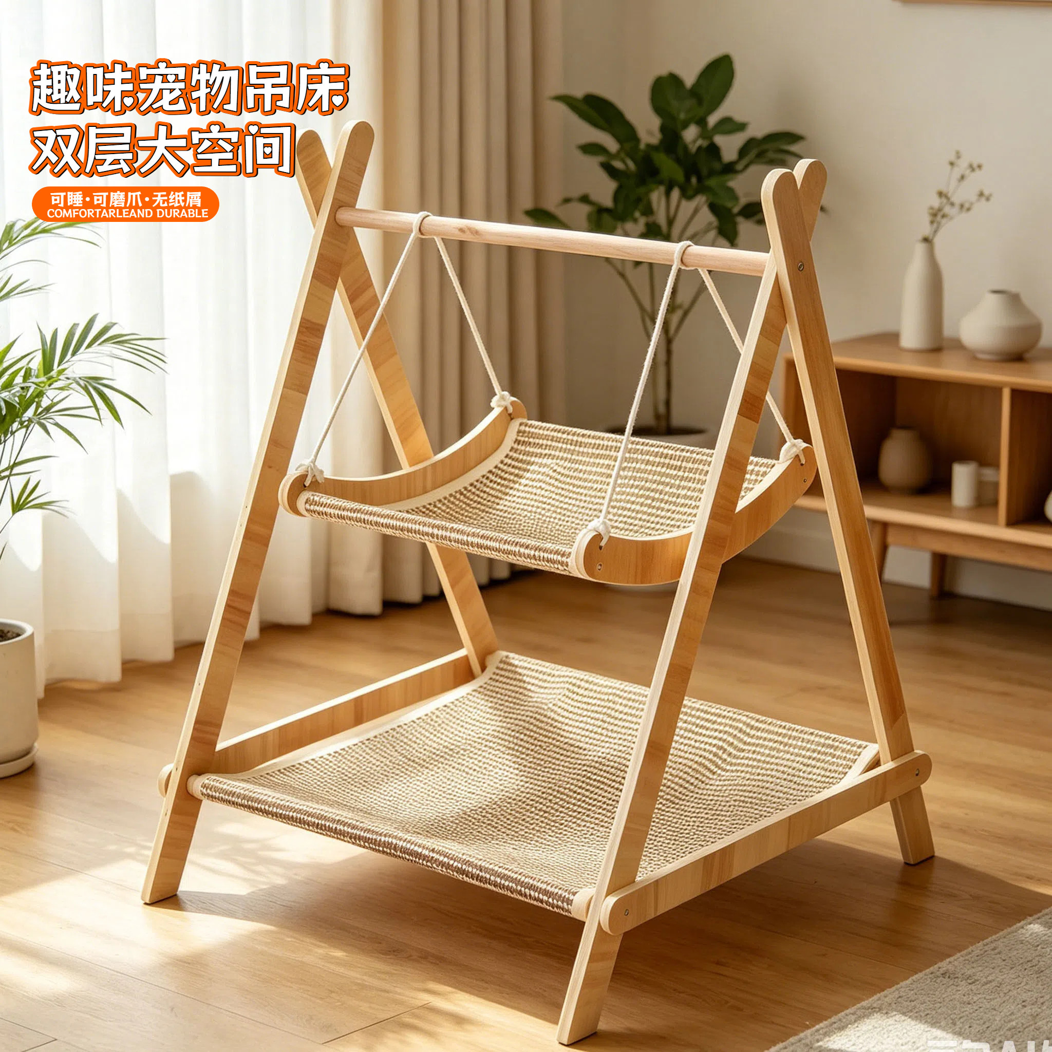 猫抓板双层上下两层猫窝四季通用图片