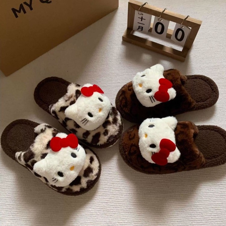 豹纹hellokitty棉拖鞋居家棉拖/棉鞋