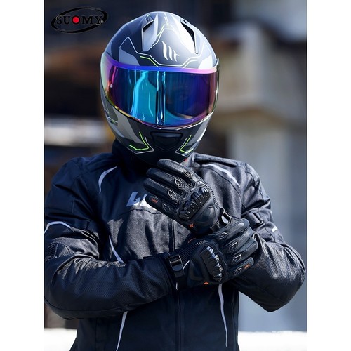 suomy摩托车骑行手套冬季保暖防水防风防摔长款电动车机车手展驰