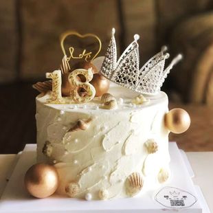 520情人水钻七角皇冠蛋糕装饰成人生日儿童女王珍珠婚礼网红插件