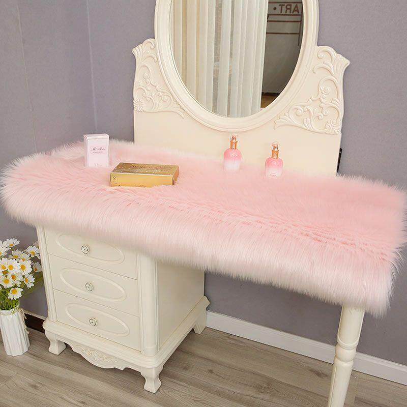 长毛绒化妆台垫桌面垫毛毛桌布台布网红ins仿羊毛装饰梳妆台垫子