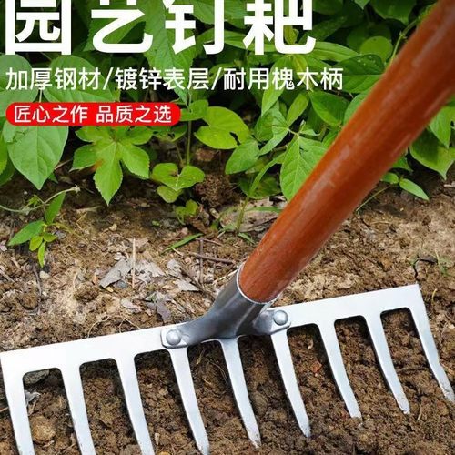 农用钉耙赶海钢扒子铁耙子五齿小耙子搂草松土种菜园林翻地钉再名