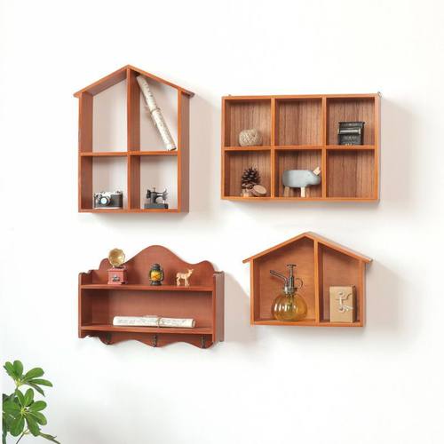 木质墙上置物架免打孔墙壁收纳架装饰卧室客厅挂墙面架子壁挂梦域