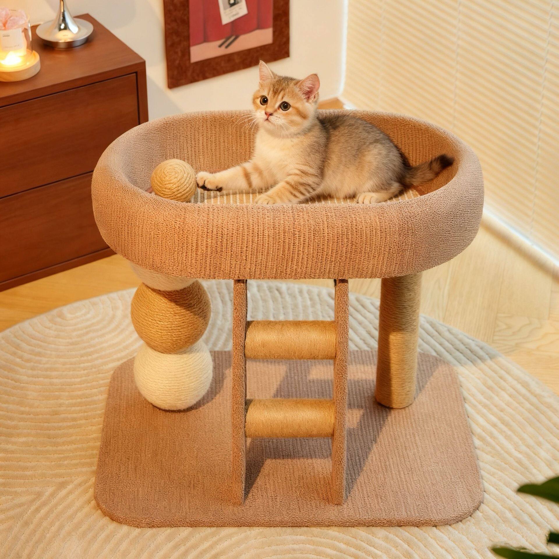 猫爬架猫窝一体剑麻小型矮脚通用猫架子不占地夏季凉席猫抓柱玩具