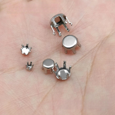 六爪圆形钻石空托不锈钢尖底钻爪托锆石底托 diy磁吸耳饰耳夹配件