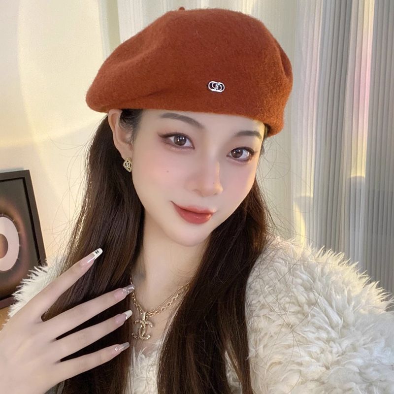 新款定型显白显气质秋冬贝雷帽女羊毛呢蓓蕾帽显脸小画家帽潮百搭