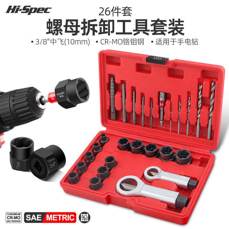 断丝取出器生锈螺帽破开器滑牙螺栓防盗螺丝反牙套筒汽修工具套装