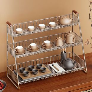 博古架杯架台面多层茶具展示架茶桌收纳架杯子沥水架茶室放茶杯架