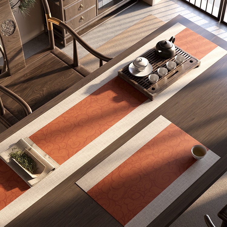 桌旗中式禅意茶席茶桌垫布沥水垫吸水垫子防水茶垫茶台隔热桌垫子