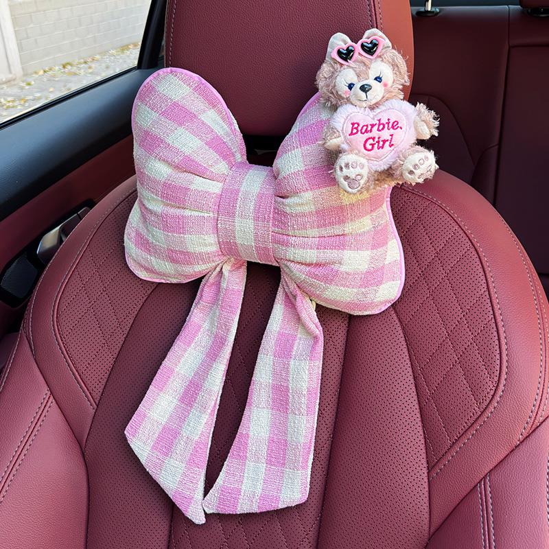 汽车头枕护颈枕车载座椅靠枕车用可爱雪莉玫女士车内枕头腰靠套装