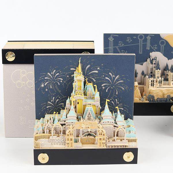 3d立体便签本纸雕哈利波特城堡手撕日历学生diy摆件生日礼物礼品