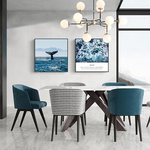 大海浪花风景方形装饰画深蓝色沙滩沙发背景墙鲸鱼客餐厅卧室挂画