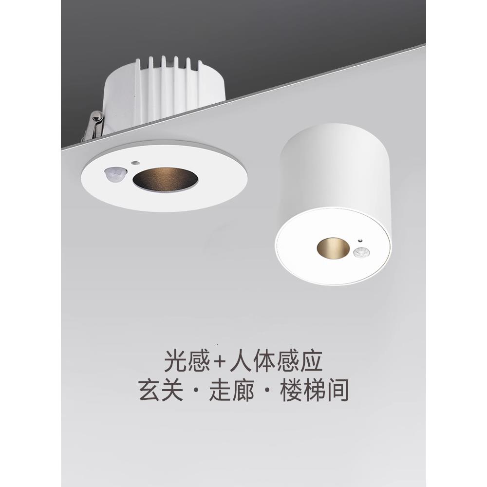光感人体感应灯红外过道走廊玄关入户门开门阳台楼梯间明装筒射灯