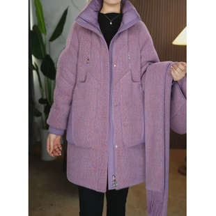 嘉兴平湖羽绒服女冬季2025新款今年流行爆款巨好看中长款连帽外套