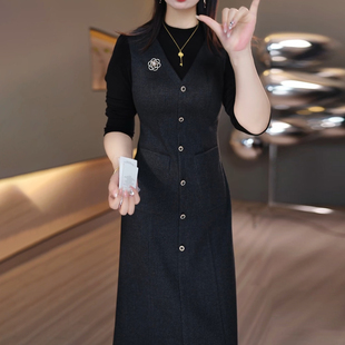 连衣裙2025新款女秋冬十三行爆款加厚长袖巨好看轻奢高级感配大衣