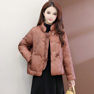 平湖新中式羽绒服女款2025新款九江巨好看小个子短款妈妈冬装外套