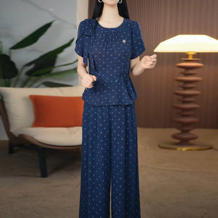 套装女夏季2026新款今年流行爆款时髦大码胖MM高级感阔腿裤两件套