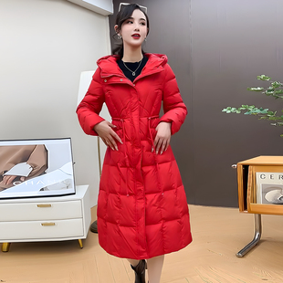 平湖羽绒服女款冬季2025新款爆款九江高端巨好看中长连帽外套