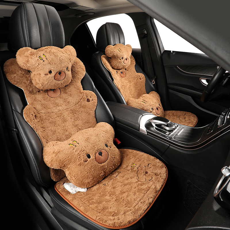 小熊汽车坐垫冬短毛绒2025新款