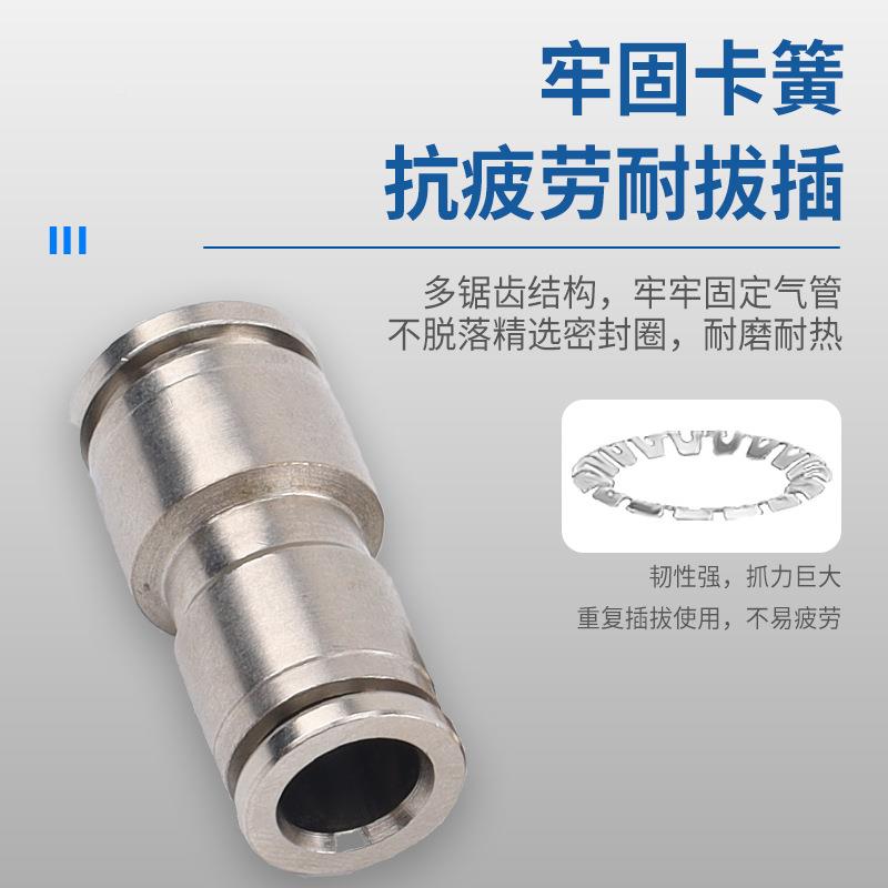 全铜镀镍直通快插4/6/8/10/12/16mmU气管-接头101大小头PG8-6/108