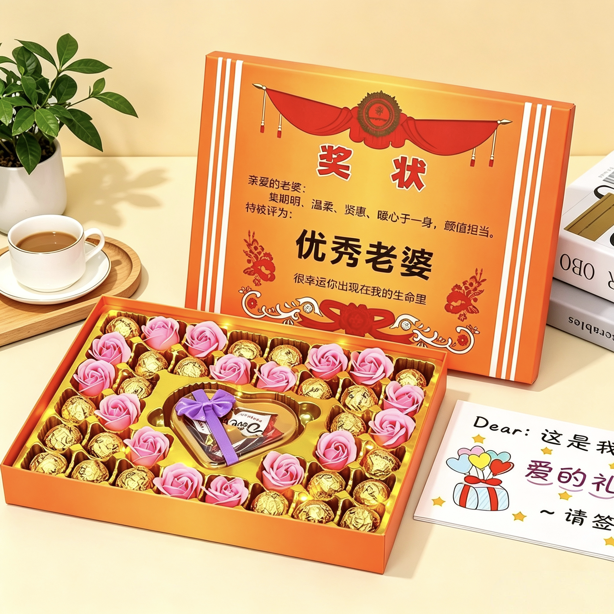 七夕情人节礼物德芙巧克力玫瑰花礼盒装送老婆惊喜浪漫生日礼物