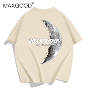 MAXGOOD美式纯棉短袖t恤男2024新款夏季宽松潮牌印花百搭上衣
