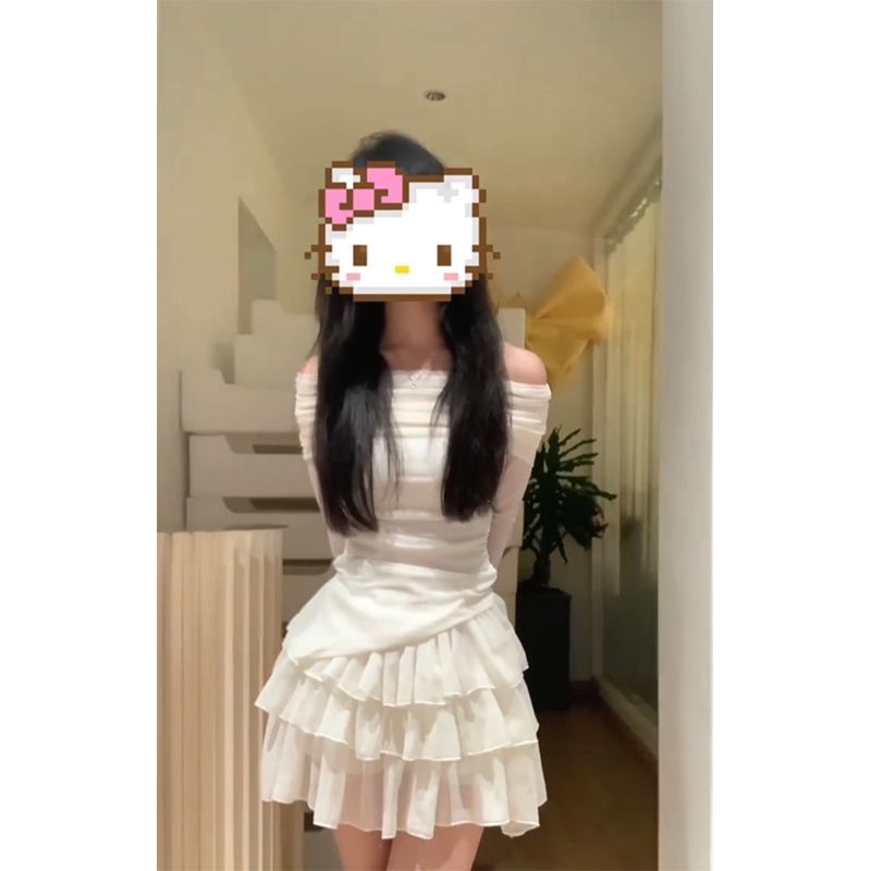 纯欲甜辣套装裙女修身显瘦长袖一T恤