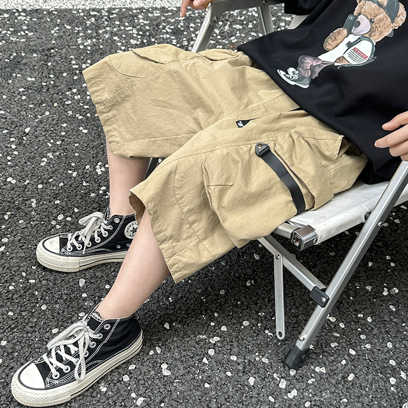 男童工装短裤夏季薄款外穿裤子w2023新款儿童装夏装七分中裤潮帅