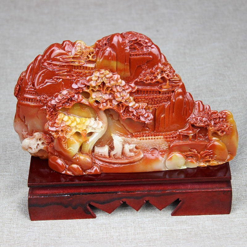 玉石原石福建寿山石雕工艺芙蓉色福在眼前风水玄S关摆件奇石观赏